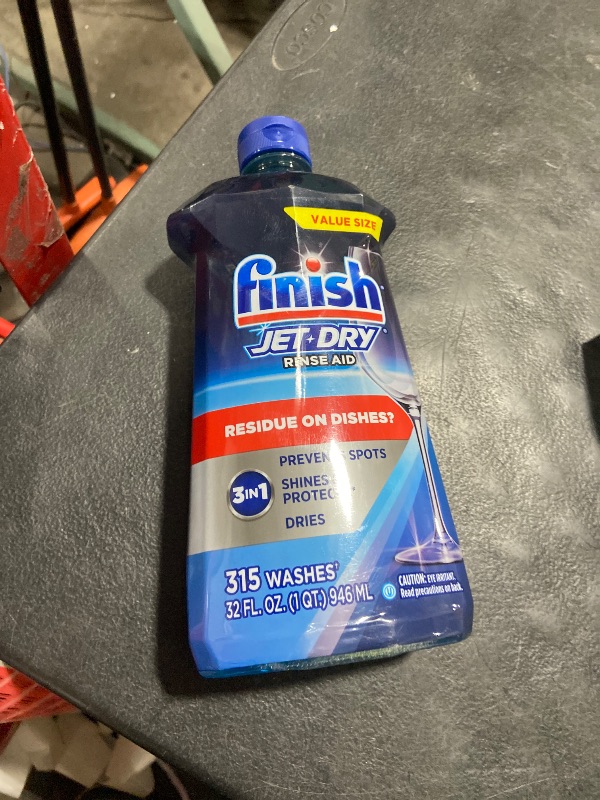 Photo 1 of Finish Jet-Dry Dishwasher Rinse Aid, Compatible with Dishwasher Detergent, Prevents Spots & Residues, Dries, Shine & Protects, 32 oz, 315 washes