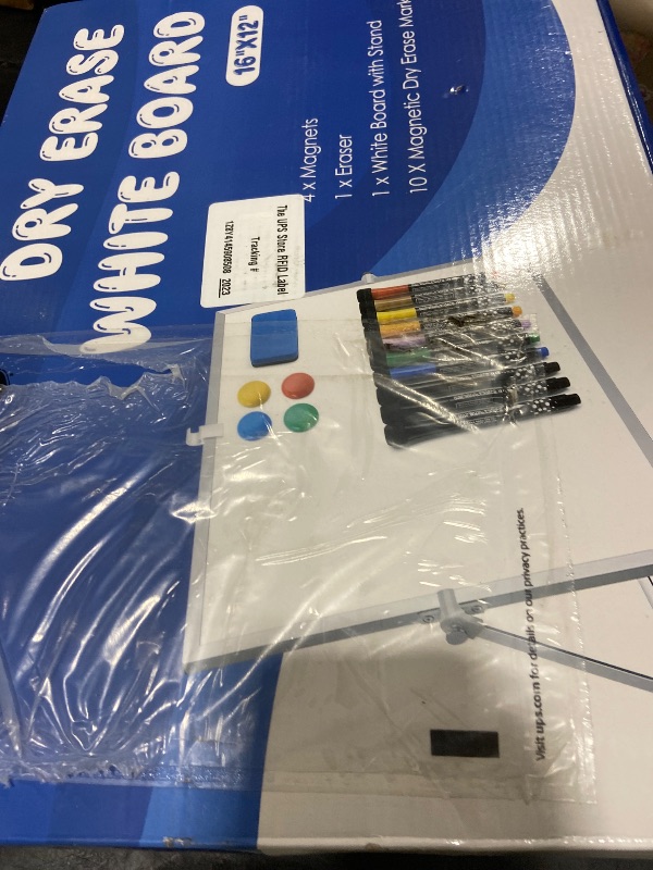 Photo 1 of ?Magnetic Desktop Whiteboard with Calendar 12x16 Inch, Double Sided Tabletop Whiteboard with 10 Premium Markers (for Small Grids), 15-Pc Portable Monthly Planner for Office & School