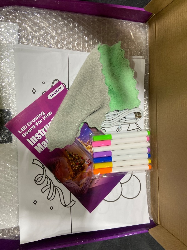 Photo 1 of TAEMVV LED Drawing Board for Kids, 16-Inch Rechargeable Light Up Dry Erase Board with 8 Colors, 3 Dynamic Modes, 6-Level Dimmer, 15H Battery, Built-in Stand & Full Kit