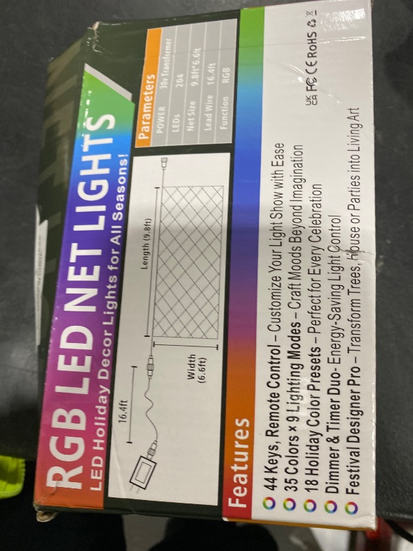 Photo 1 of OYCBUZO 204 LED Net Lights, 9.8ft x 6.6ft 35 Colors Changing Christmas Mesh String Lights, Connectable Fairy Light Waterproof Outdoor Easter Decorations for Tree Bushes Holiday Party Garden