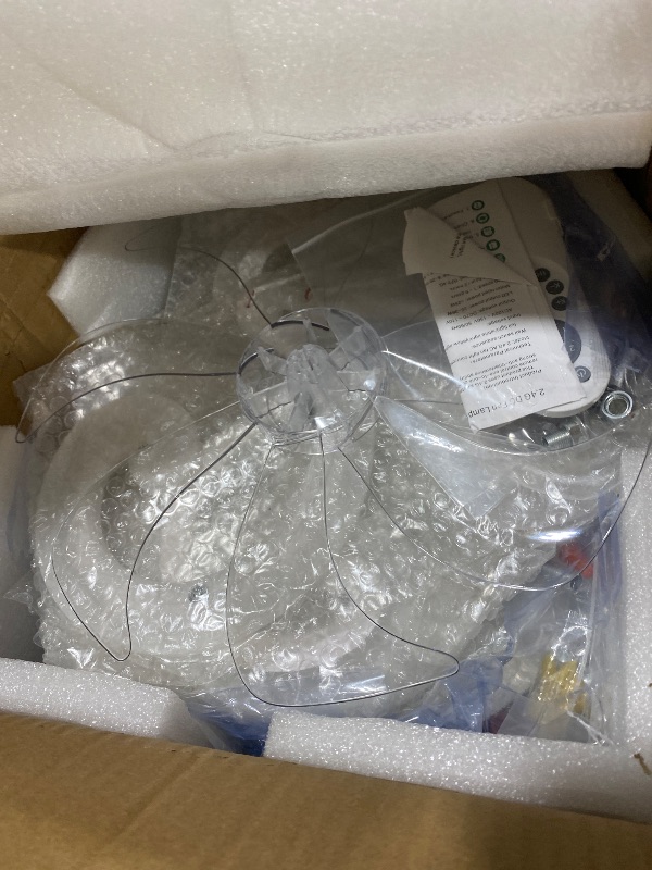 Photo 1 of Ruibutrade White Flower Modern Ceiling Fan with Lights, Low Profile Ceiling Fan with Remote for Bedroom, Flush Mount Ceiling Fans with LED Dimmable Light, 6-Speeds, Timing CeilingFan Light-yun