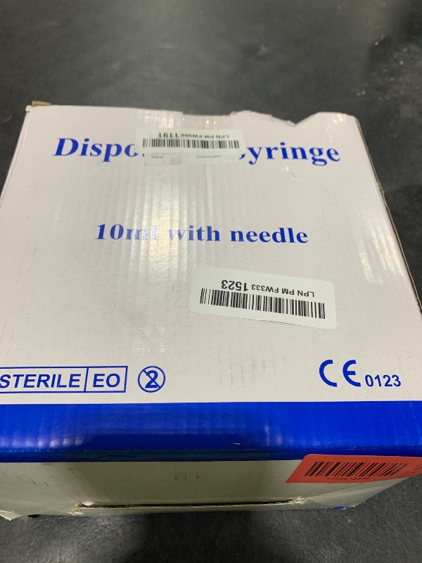 Photo 1 of 100 Pack Disposable 10ml/cc Lab Syringes with 18Ga 1 Inch Needle Luer Lock, Individually Sealed Packed