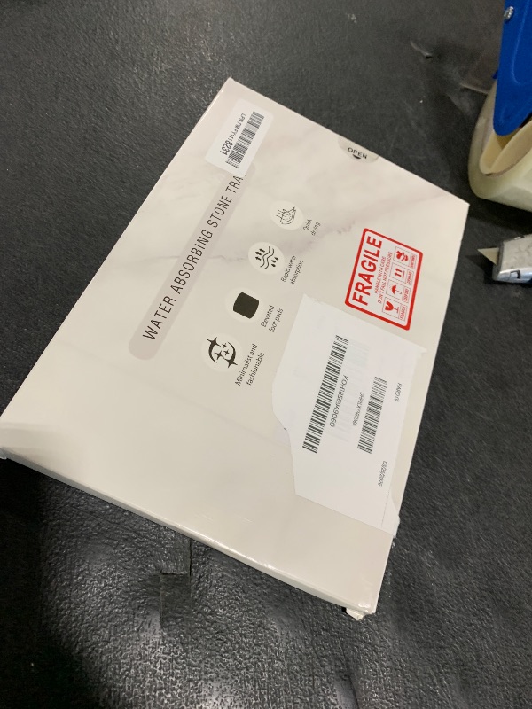 Photo 1 of 4PCS Water Absorbing Stone Tray for Sink, Fast Drying Stone Sink Tray, Water Absorbent Diatomite Trays, Stones Soap Diatomaceous Coaster, Stones Drying Trays for Bathroom Sinks and Kitchen Counter