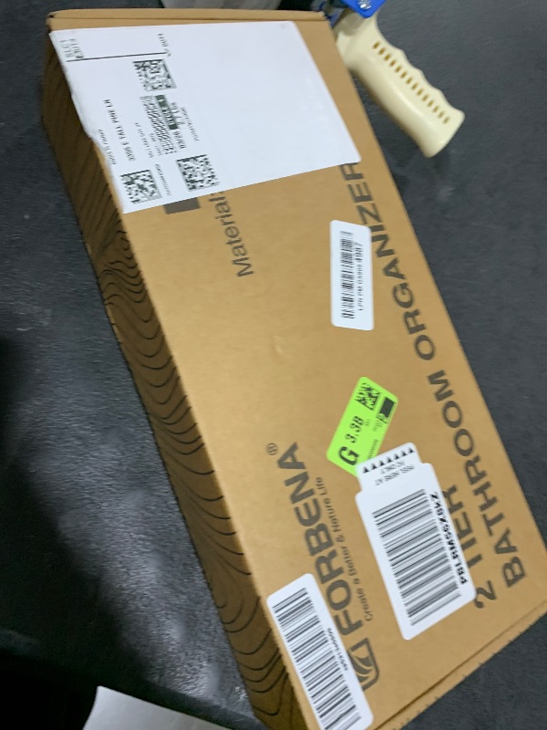 Photo 1 of Forbena 2 Tier Bathroom Counter Organizer, White and Grey Coffee Bar Organizer for Countertop, Wood Shelf Tray for Vanity Makeup Storage, Small Kitchen Sink Top Organizers for Coffee Bar Station