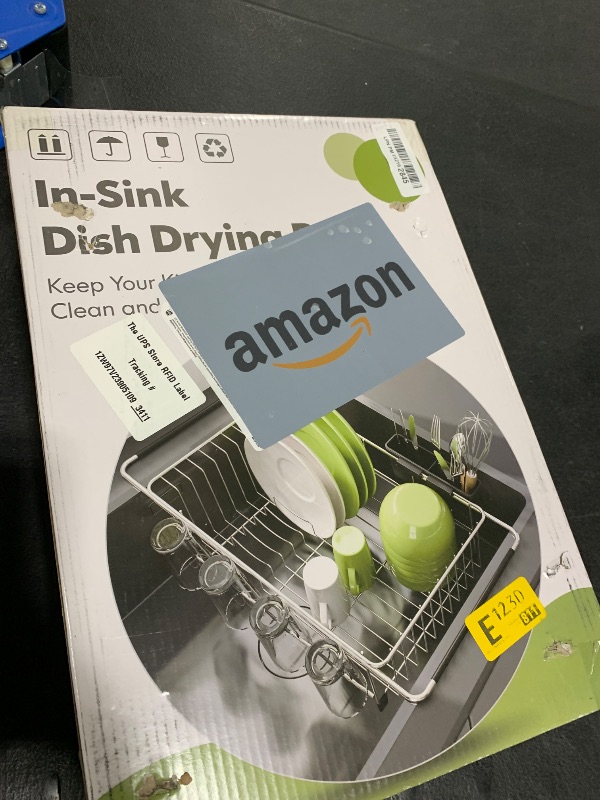 Photo 1 of Over the Sink Expandable Dish Drainer Drying Rack In Stainless Steel for Small Kitchen, Counter Space Saving Modern Compact Metal Above Plate Dryer Strainer, Adjustable Hanging Inside Drain Holder