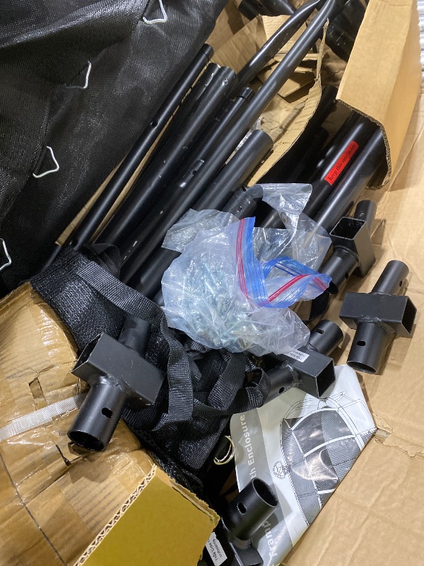 Photo 1 of Lyromix 16FT Trampoline Outdoor with Basketball Hoop, Trampoline with Lights for Kids and Adults, Recreational Trampolin with Sprinkler, Stakes and Storage Bag