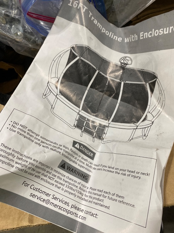 Photo 1 of Lyromix 16FT Trampoline Outdoor with Basketball Hoop, Trampoline with Lights for Kids and Adults, Recreational Trampolin with Sprinkler, Stakes and Storage Bag