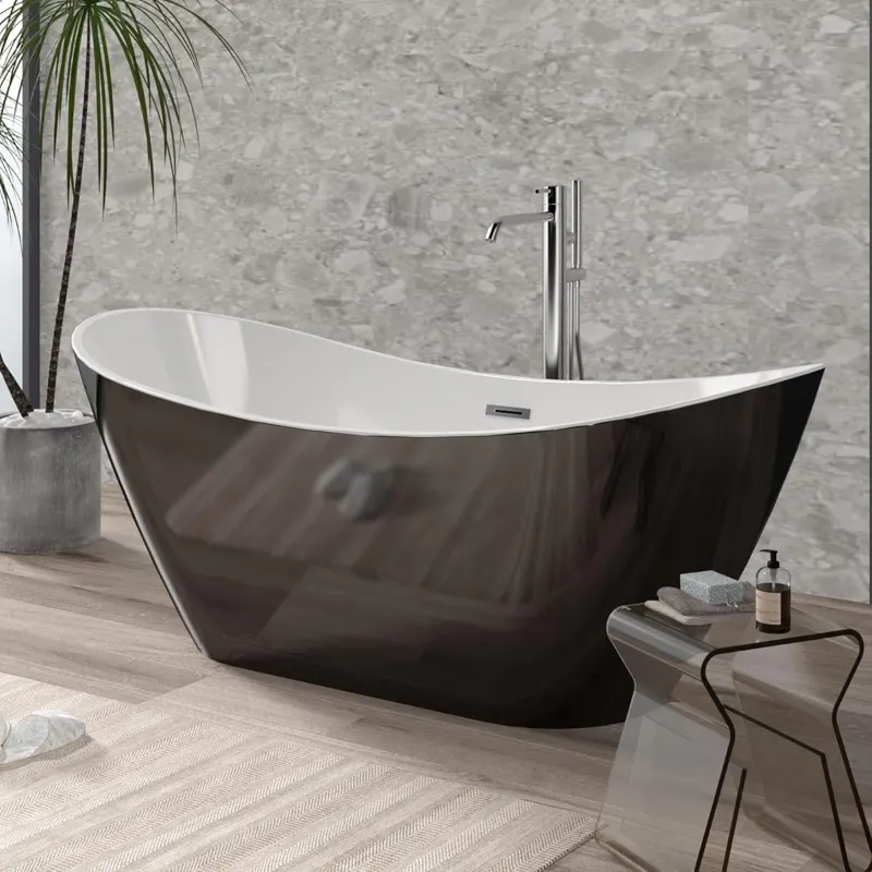 Photo 1 of 67 Inch Acrylic Soaking Bathtub, Modern Stand Alone Tub for Adults with Sloped Backrest, Chrome Drain & Overflow, cUPC Certified, Easy Installation, White Oval Bath PHO_0ZSZQJ7V_38992_THH
