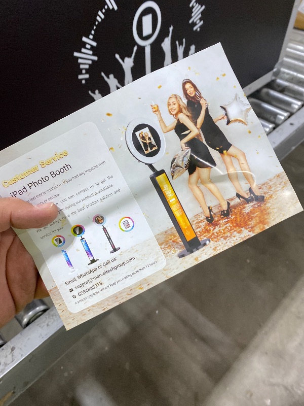 Photo 1 of JIYANG Portable Photo Booth Compatible with Any Ipad,Photo Booth Stand Shell with ChackTok PhotoBooth VIP Member and Flight Case,Free Custom Logo,Perfect for Parties,Wedding and Events(Black)