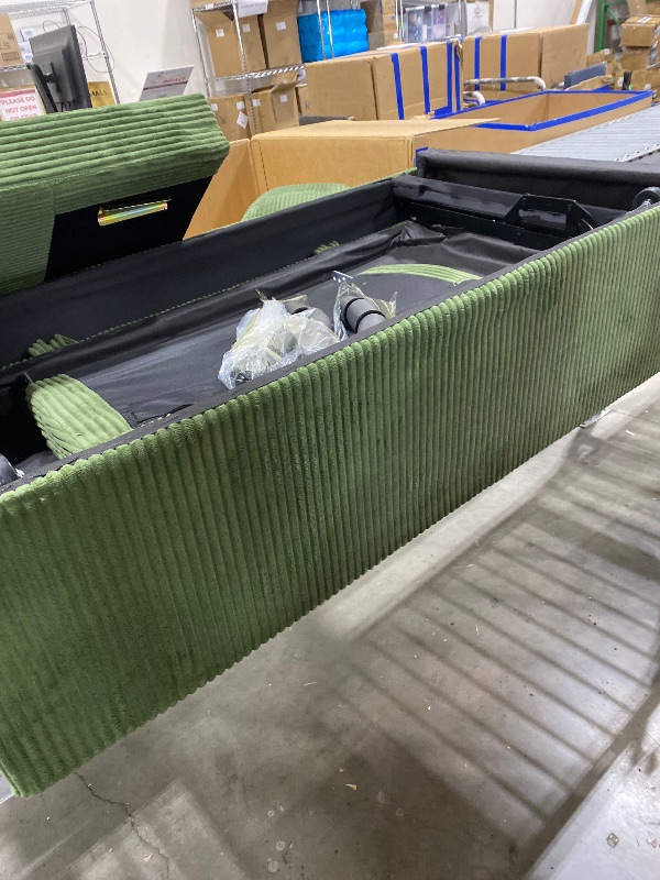 Photo 1 of LINSY HOME Sectional Sleeper Sofa with Pull Out Couch Bed Convertible Plush Corduroy Cloud Couch with Storage Chaise & USB Charging, Comfy L Shaped Modular Couches for Living Room Apartment (Green)
(2 BOXES)
