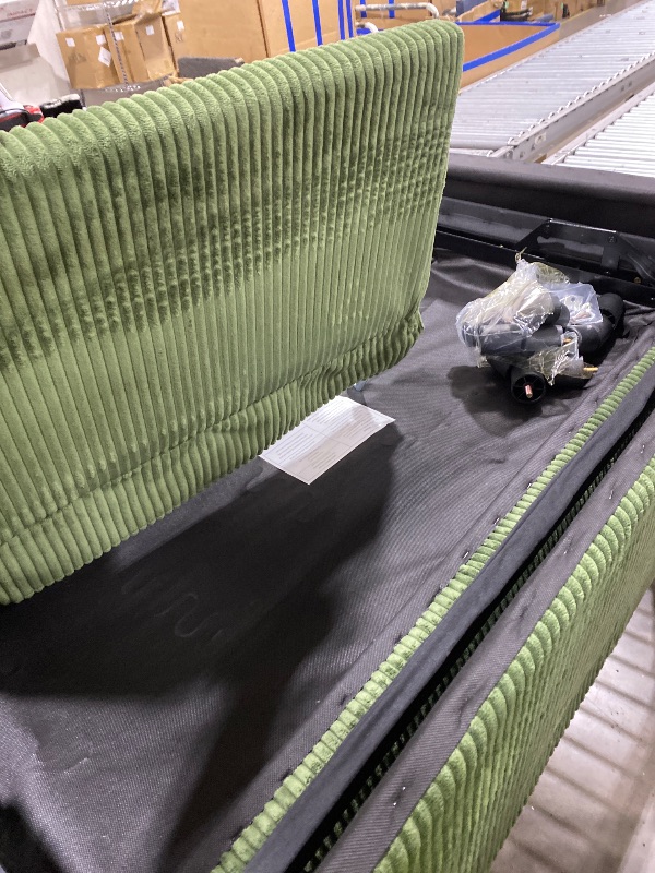 Photo 1 of LINSY HOME Sectional Sleeper Sofa with Pull Out Couch Bed Convertible Plush Corduroy Cloud Couch with Storage Chaise & USB Charging, Comfy L Shaped Modular Couches for Living Room Apartment (Green)
(2 BOXES)
