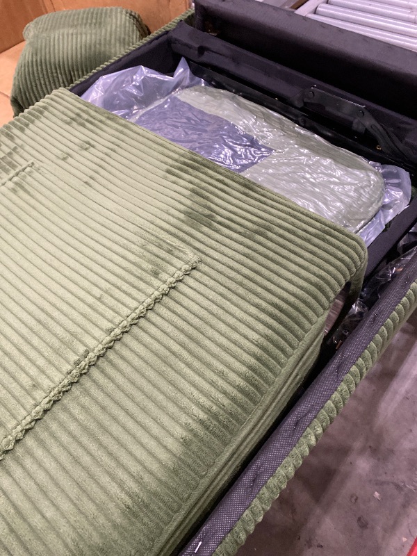 Photo 1 of LINSY HOME Sectional Sleeper Sofa with Pull Out Couch Bed Convertible Plush Corduroy Cloud Couch with Storage Chaise & USB Charging, Comfy L Shaped Modular Couches for Living Room Apartment (Green)
(2 BOXES)
