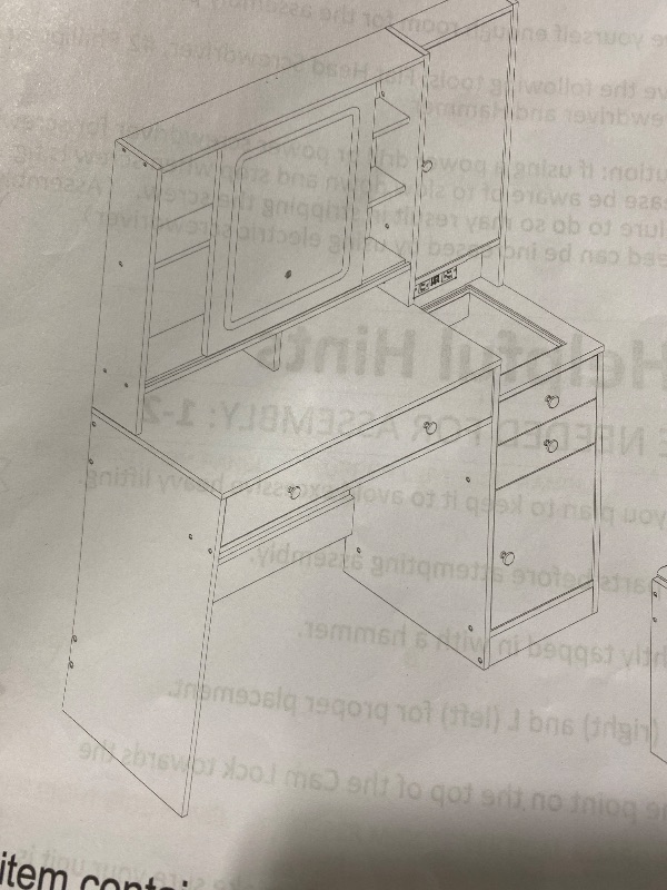 Photo 1 of VANITY DESK WITH SHELVES AND POWER OUTLETS 
INCLUDES SEAT 