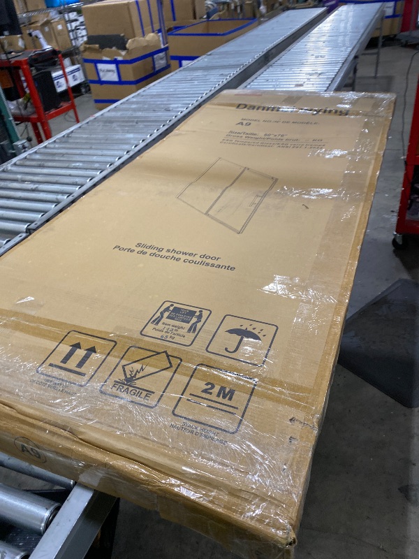 Photo 1 of 56-60" W x 76" H Frameless Single Sliding Glass Shower Doors Soft-Close with Buffer, Reversible Installation and 3/8"(10mm) ANSI Clear Tempered Glass, Matte Black
