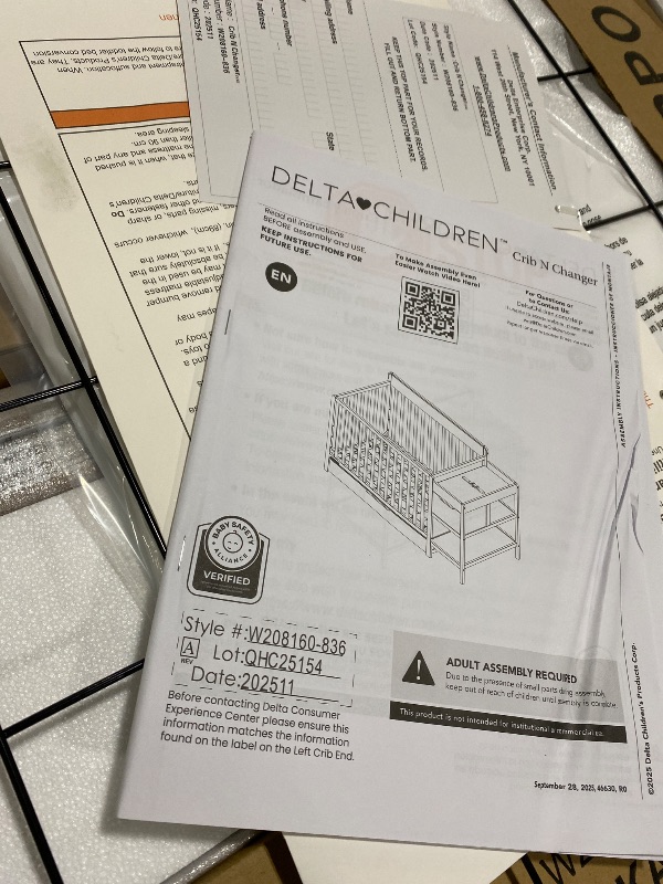 Photo 1 of Delta Children Maya 5-in-1 Convertible Crib and Changer with Storage, Converts to Toddler Bed, Daybed, Sofa & Full Bed, Fits Standard Crib Mattress, 3 Mattress Heights for Baby Nursery, Chestnut