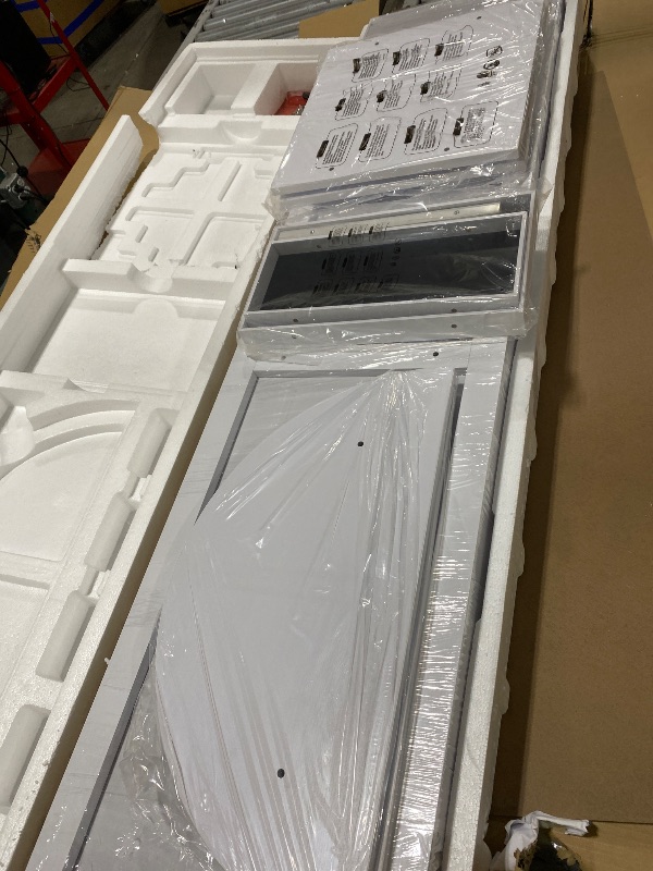 Photo 1 of SONGMICS 6 LEDs Lockable Mirror Jewelry Cabinet, 360° Swivel Jewelry Organizer Armoire Standing, Frameless Full-Length Mirror, 3 Storage Shelves, White Surface, Black Lining UJJC007W01
