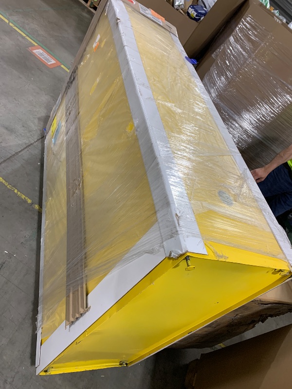 Photo 1 of Justrite 45 Gallon Manual Close Flammable Storage Cabinet, 18 Gauge Steel, 2 Shelves, 2 Door Fire Cabinet, 65" x 43" x 18", Made in The USA, Yellow, 894500
