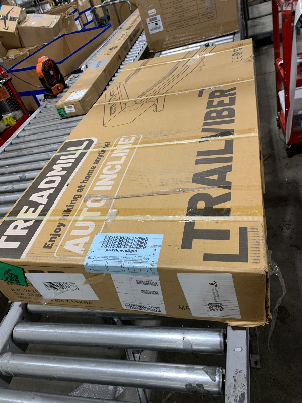 Photo 1 of TRAILVIBER Walking Pad Treadmill with 12% 9-Level Auto Incline, 450 lbs Capacity RGB LED Screen, Bluetooth Speaker Under Desk Treadmill, Compact Treadmills for Home Hiking, Black