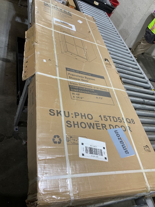 Photo 1 of Garvee Double Sliding Shower Door Semi-Frameless 44-48"w x 72"h Matte Black Tempered Glass Bathroom Walk-in Shower
