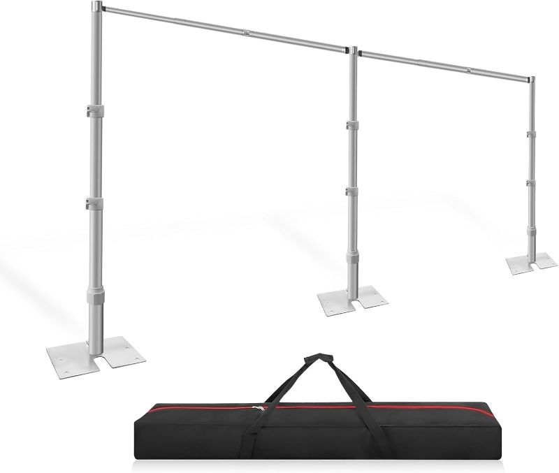 Photo 1 of Jiang&Rong 10ft x 20ft Adjustable Backdrop Stand Kit - Heavy Duty Pipe and Drape Stand for Photo Studio, Booth, or Photography Backgrounds
