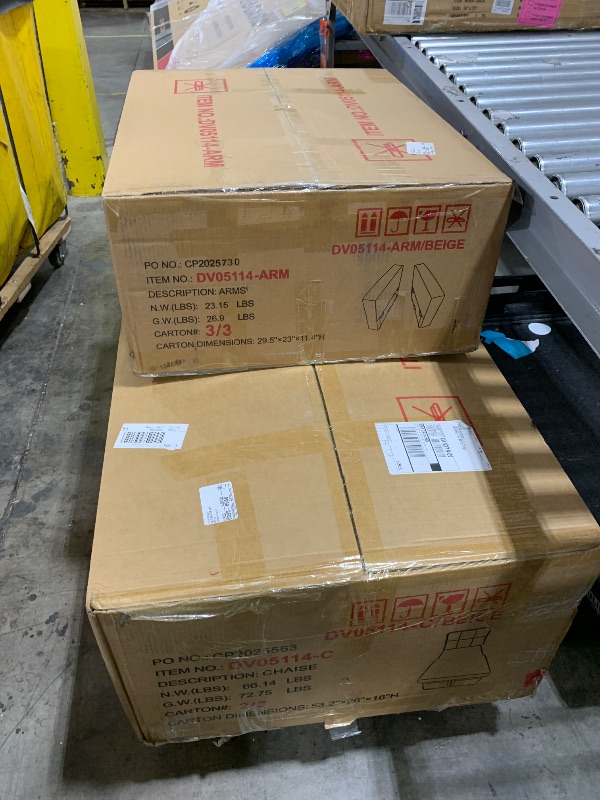 Photo 1 of Devion Furniture Linen Blend Reversible Sleeper Sectional Sofa with back cushions, Beige