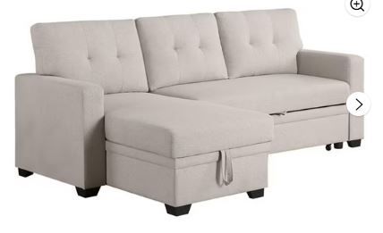 Photo 1 of Devion Furniture Linen Blend Reversible Sleeper Sectional Sofa with back cushions, Beige
