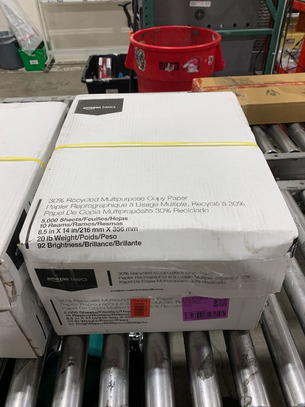Photo 1 of Amazon Basics 30% Recycled Multipurpose Copy & Print Paper, 8.5 x 14 in, 20 lb Weight, 92 Bright, White, 5000 Sheets (10 Reams)