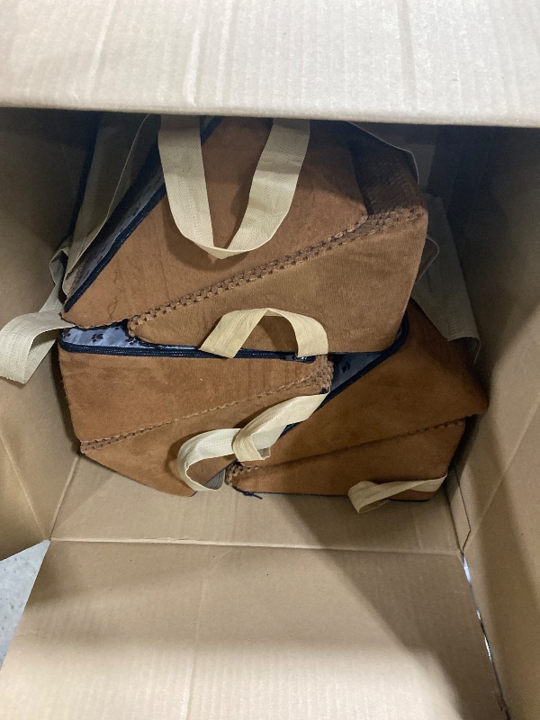 Photo 1 of 40D Density Foam Dog Ramp for Stairs Suits for Small Dogs Cats, Pet Steps Stairs for Staircase Stairs with Anti-Slip Bottom and Self-Sticky Pads to Fix(6Pack, Reddish Brown)