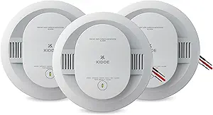 Photo 1 of Kidde And Carbon Monoxide Detector, Hardwired with AA Battery Backup, LED Status Lights, Interconnected, 85 dB Alarm, 5 inches, 30CUAR, 3 Pack