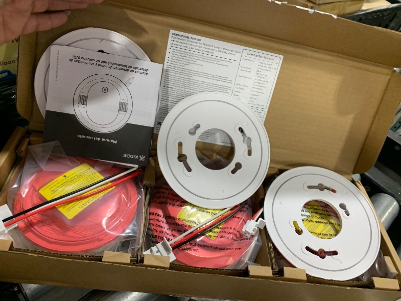 Photo 1 of Kidde And Carbon Monoxide Detector, Hardwired with AA Battery Backup, LED Status Lights, Interconnected, 85 dB Alarm, 5 inches, 30CUAR, 3 Pack