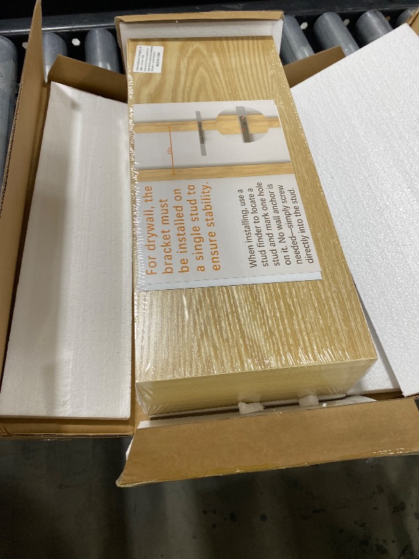 Photo 1 of BAYKA Floating Shelves for Wall, Wall Mounted Rustic Wood Shelves for Bathroom, Bedroom, Living Room, Kitchen,Small Hanging Shelf for Books/Storage/Room Decor (Light Oak-Toned, Set of 3, 15.7in)