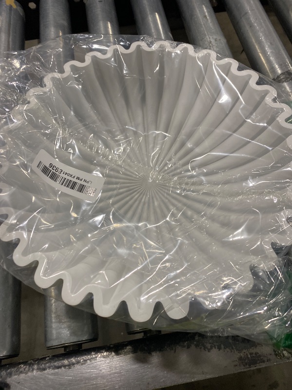 Photo 1 of YMXYJM Large Decorative Bowl, Modern Handicraft Bowls for Home Decor, Decorative Fruit Bowl for Kitchen Counter, Ruffle Bowl Decor, Stylish Key Bowl for Entry Table, White