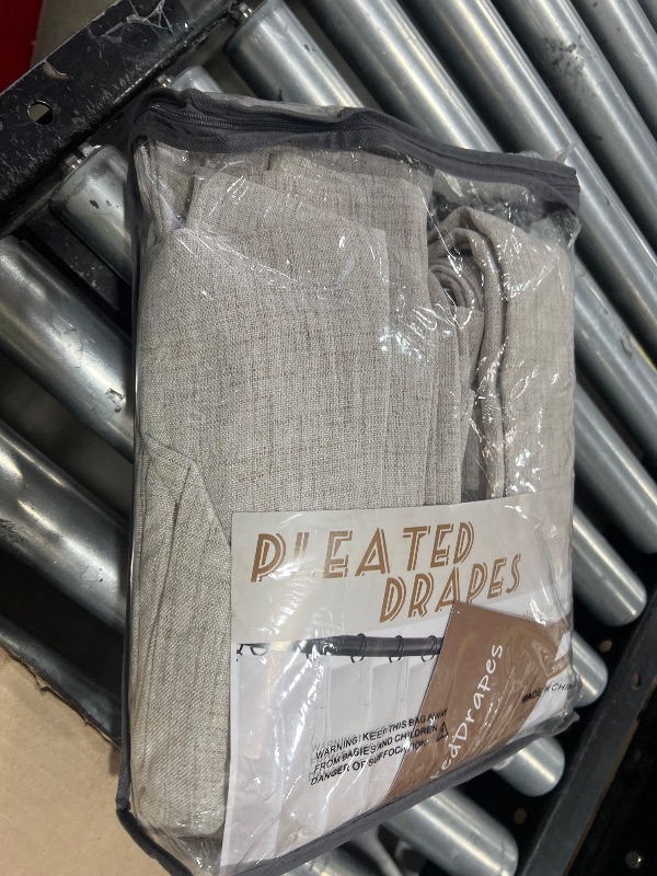 Photo 1 of Taupe Pinch Pleated Thick Linen Curtains 90 Inches Long for Living Room, Spring Summer Sheer Greyish Brown Light Filtering Viral Drapes Privacy Window Burg 40 x 90 Inch Length 2 Panels Set Back Tab