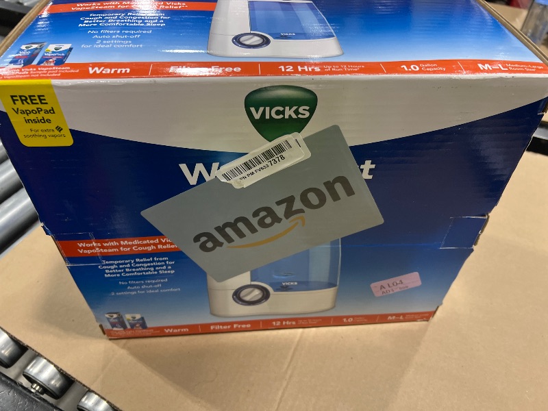 Photo 1 of Vicks Warm Mist Humidifier Filter?Free 1?Gal Tank, Auto Shut?Off, Night Light, VapoPad and VapoSteam Compatible