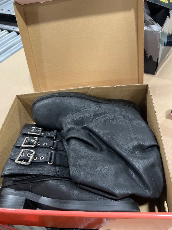 Photo 1 of ClassicSter Fold Over Knee High Boots Slouch Boots for Women Chunky Goth Platform Boots,2 inch Heel Wide Calf Long Boots Square Toe Riding Boots(US 6.5)