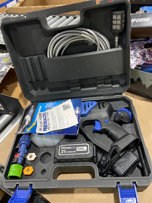 Photo 1 of Ontel Turbo Jet HydroX5 Pro Portable Cordless Pressure Washer (21V 3000mAh Battery), 6-in-1 Nozzle, Dual Water Source, 16ft Detachable Hose