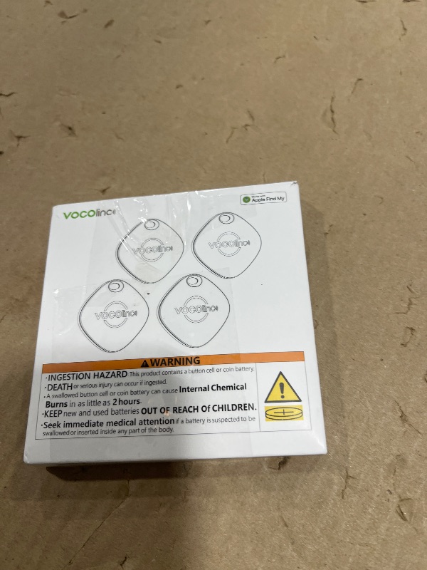 Photo 1 of [Apple MFi Certified] VOCOlinc Air Tracker Tags 4 Pack Black, Smart Key Finder Work with Apple Find My APP (iOS Only,Not for Android), Item Locator for Luggage Suitcases/Bag/Wallet,Replaceable Battery