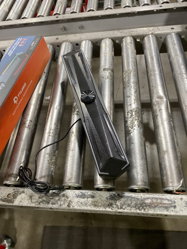 Photo 1 of Tylubio Computer Speakers PC Sound Bar with Stereo Sound, Flowing LED & Push-Button Control Computer Speaker for Desktop Laptop Monitor, USB Input Black