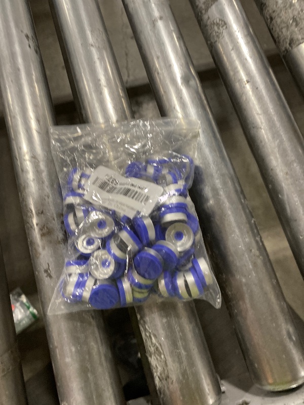 Photo 1 of 100 Pcs 20mm Flip Off Caps, Flip-Off Vial Seals, Pharmaceutical Caps, Plastic-Aluminum Cap for Glass Vial (Blue)