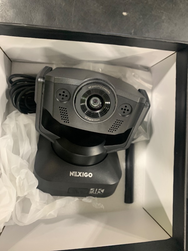 Photo 1 of NexiGo N990 4K PTZ Zoomable Webcam, Video Conference Camera System with 5X Digital Zoom, Sony Starvis Sensor, Position Preset, Dual Stereo Mics, Audio Jacks for External Mics (Renewed)