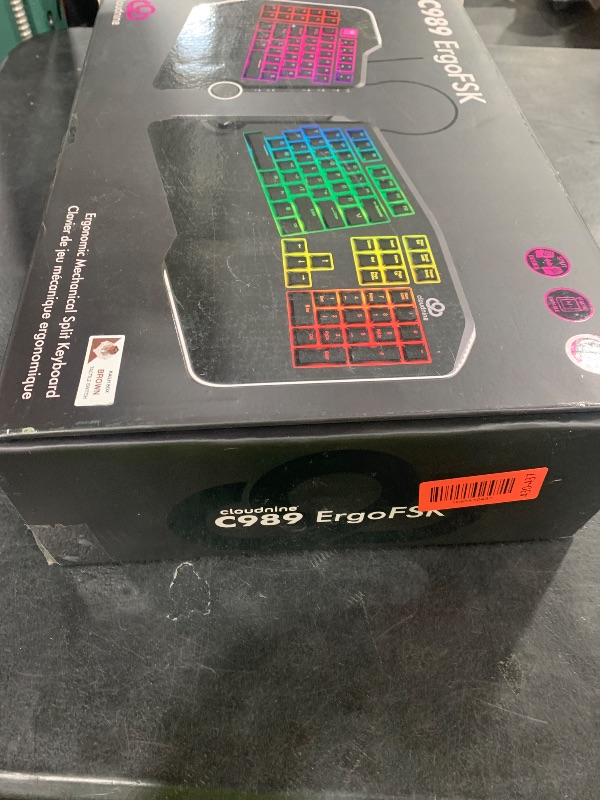 Photo 1 of Cloud Nine C989M Ergonomic Mechanical Keyboard for PC - Kailh Tactile Brown Switches - RGB Light Up LED Backlit with USB - Ergo Split Key Board with Macro