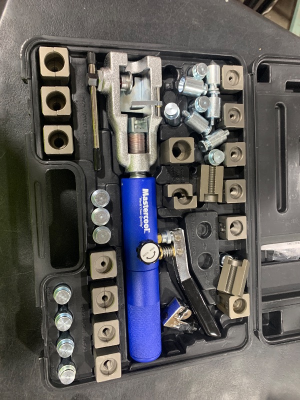 Photo 1 of Mastercool 72485-PRC Universal Hydraulic Flaring Tool – 45° Double & Single Flares, Push Connect, GM Fuel Line, Brake Line & GM Transmission Cooling – Includes Hydraulic Ram & Mini Tube Cutter