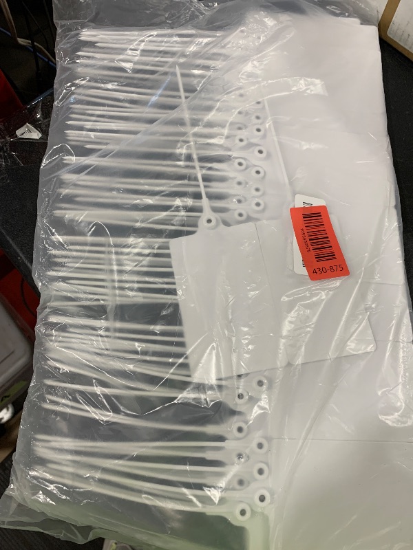 Photo 1 of LeadSeals 100 Plastic Shipping Tags - Waterproof, Writable Labels for Security, Storage, Hanging - With Marker Pen (White)