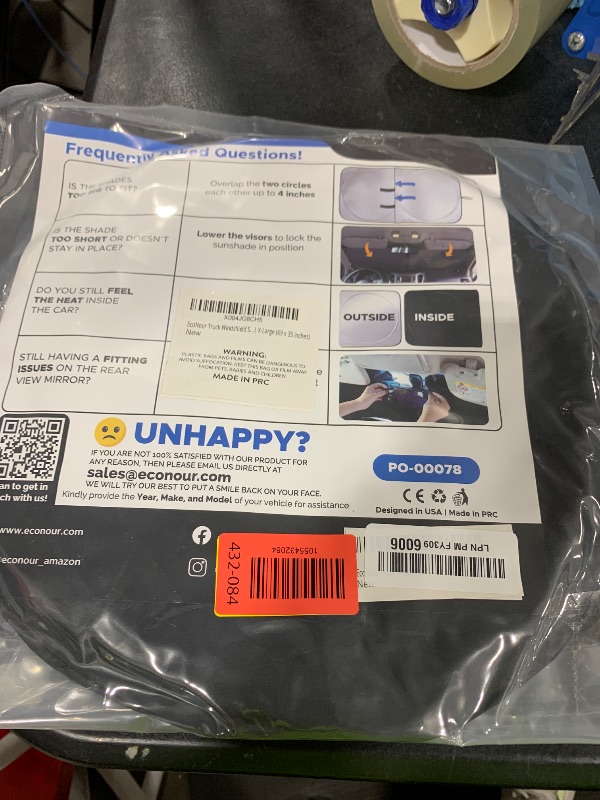 Photo 1 of EcoNour Truck Windshield Sun Shade with Storage Pouch | Reflective 240T Material Sun Shield for UV & Heat Protection | Foldable Windshield Cover | Must-Have Truck Accessories | X-Large (69"x35")