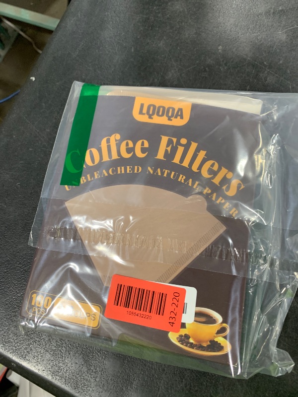 Photo 1 of 100 Count #2 Cone Coffee Filters, Unbleached Natural Paper, No Blowout & Tear-Resistant, Compostable, Fits 2-6 Cup Makers, Pour-Over & Ninja Brewers