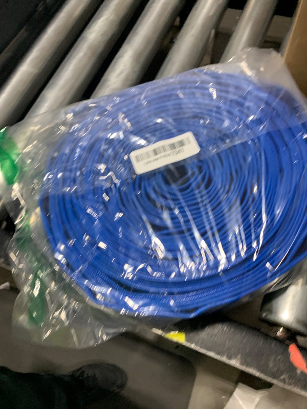 Photo 1 of 1.5 IN x 50 FT Pool Backwash Hose - Heavy Duty Reinforced Flat PVC Sump Pump Hose for Swimming Pools Pump Discharge & Filter Drainage,Weather and Burst Resistant with Clamp (Blue)