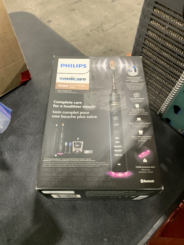 Photo 1 of Philips Sonicare DiamondClean Smart 9500 Electric Toothbrush, Sonic Toothbrush with App, Pressure Sensor, Brush Head Detection, 5 Brushing Modes and 3 Intensity Levels, Black, Model HX9923/11