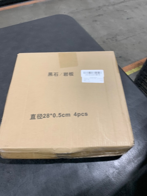 Photo 1 of MAPRIAL 11 x 11 In 4 Pack Slate Cheese Boards, Round Black Stone Plates Charcuterie Boards Serving Tray Slate Platter for Halloween Christmas, Party, Gifts