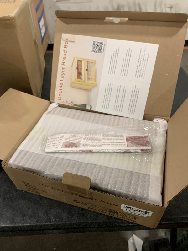 Photo 1 of Sunhoo Bread Box for Kitchen Countertop Wooden Bread Storage Container Bin 2 Layer Breadbox Holder Large Capacity Keeper Vintage Farmhouse Food Organizer Pantry Shelf Acrylic Window (Brown)