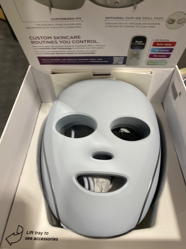 Photo 1 of Shark CryoGlow LED Face Mask with Under-Eye Cooling, Anti-Ageing & Blemish Repair, Red & Blue LED, Infrared Light Therapy, USB-C, Remote Control, Storage Bag, Blue Frost, FW312
